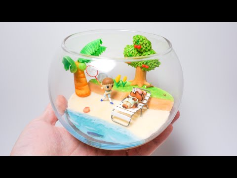 どうぶつの森研究所 粘土 あつまれどうぶつの森テラリウム 作ってみた Animal Crossing Terrarium Polymer Clay